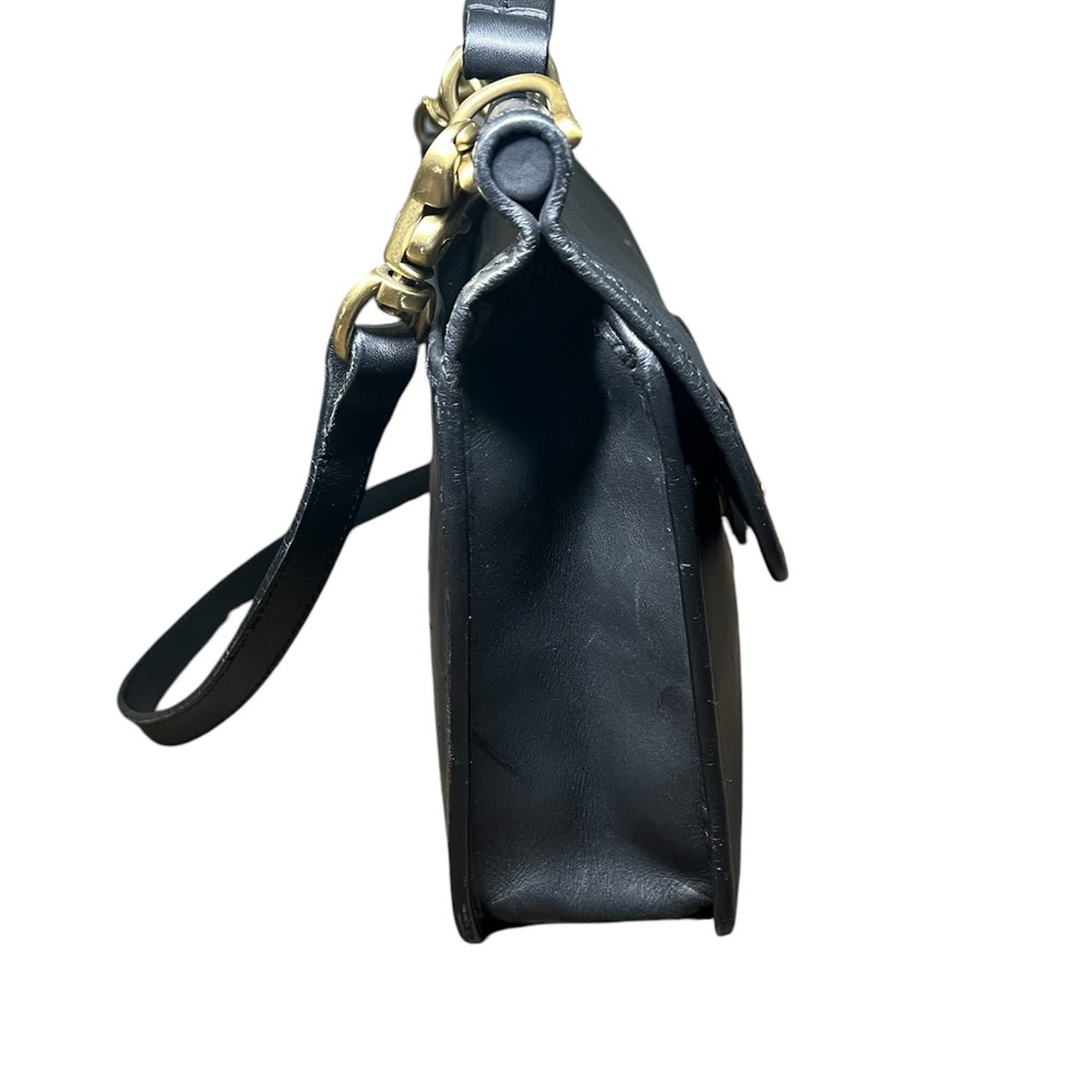 Black Leather Satchel with Gold Accents - Picture 4 of 8